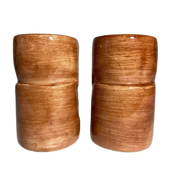 Brown Ceramic Tiki Salt and Pepper Shakers Hawaiian Polynesian Totem Set of 2 - Picture 5 of 10